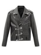 Matchesfashion.com Raf Simons - Safety-pin Leather Biker Jacket - Womens - Black