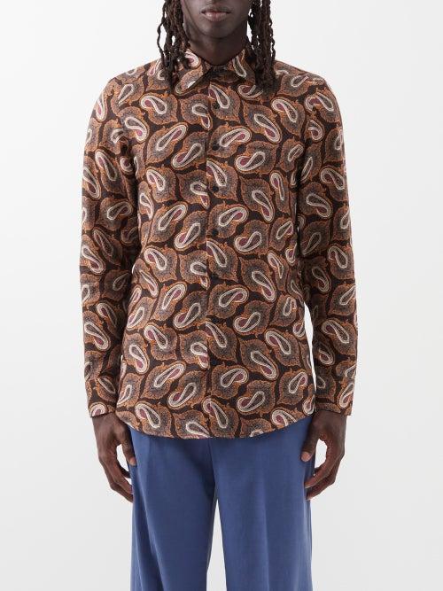 Etro - Paisley-print Linen Shirt - Mens - Black Multi