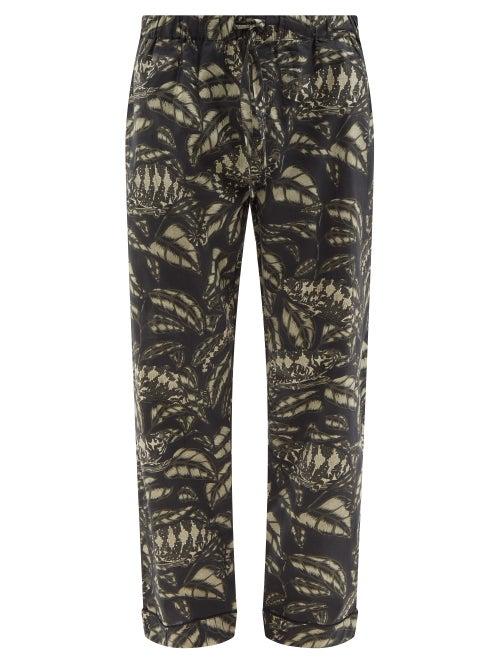 Mens Basics Desmond & Dempsey - Pardalis Reptile-print Cotton Pyjama Trousers - Mens - Black Multi