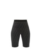 Ladies Activewear Fendi - Ff-logo Print Jersey Cycling Shorts - Womens - Black