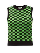 Matchesfashion.com Molly Goddard - Selwyn Check Cotton-jacquard Sleeveless Sweater - Womens - Green