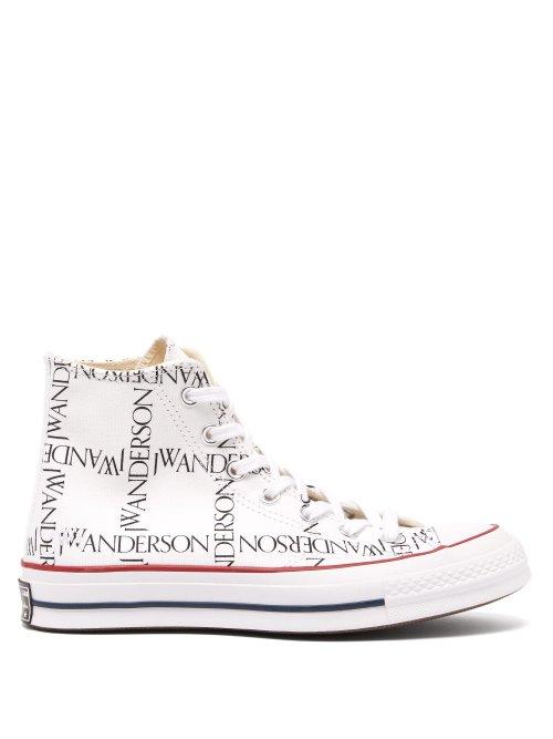 Matchesfashion.com Converse X Jw Anderson - Chuck 70 Logo Printed High Top Canvas Trainers - Womens - White