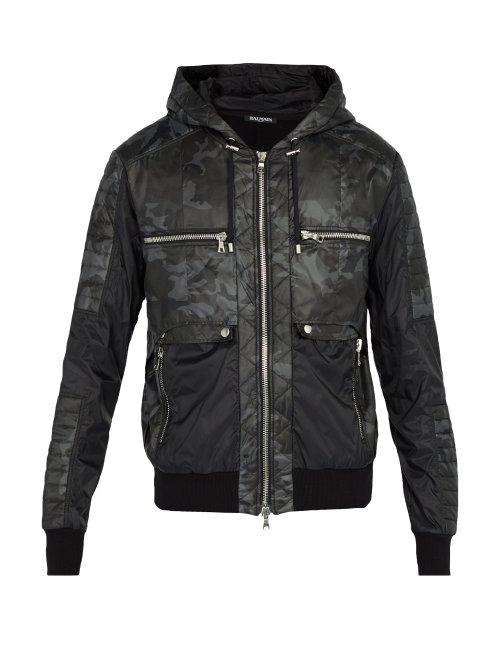 Matchesfashion.com Balmain - Camouflage Print Hooded Bomber Jacket - Mens - Camouflage