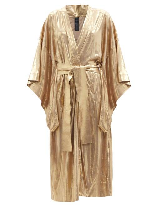 Norma Kamali - Lam Wrap Midi Dress - Womens - Gold
