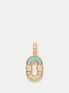 Viltier - Magnetic Semi Diamond, Turquoise & Gold Charm - Womens - Blue Multi