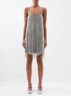 Raey - Crystal Fringe Mini Slip Dress - Womens - Metallic