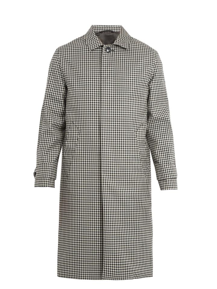 Officine Générale Serge Checked Wool Overcoat