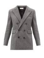 Matchesfashion.com Saint Laurent - Double-breasted Virgin-wool Jacket - Womens - Grey