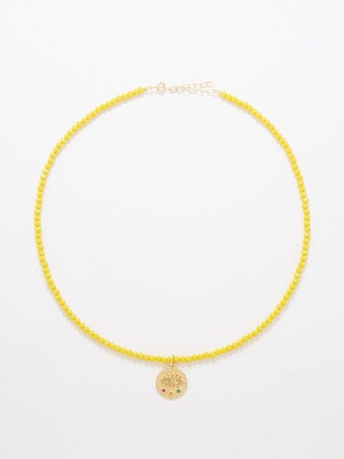 Hermina Athens - Mini Kressida Zirconia & Gold-plated Necklace - Womens - Yellow Multi
