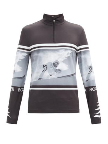 Matchesfashion.com Bogner - Verti Skier-print Half-zip Thermal Top - Mens - Black