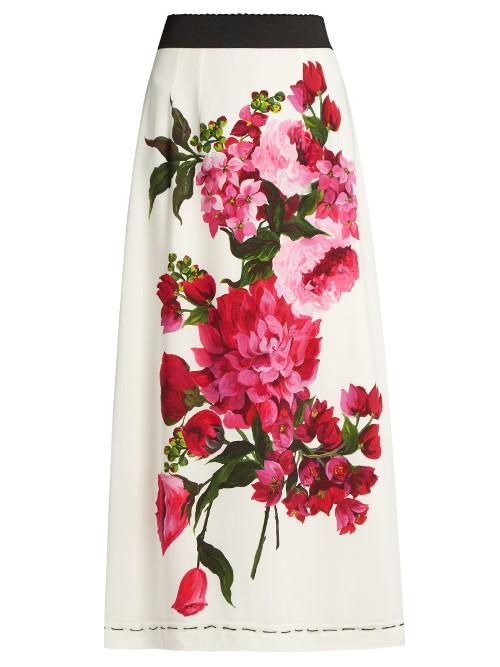 Dolce & Gabbana Peony-print Crepe Skirt