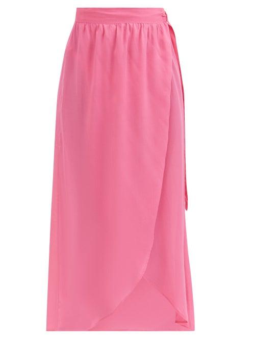 Melissa Odabash - Devlin Poplin Wrap Skirt - Womens - Bright Pink