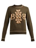 Matchesfashion.com Barrie - Thistle Boucl Intarsia Cashmere Sweater - Womens - Green Multi