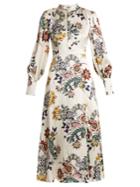 Erdem Orlena High-neck Floral-print Silk Dress