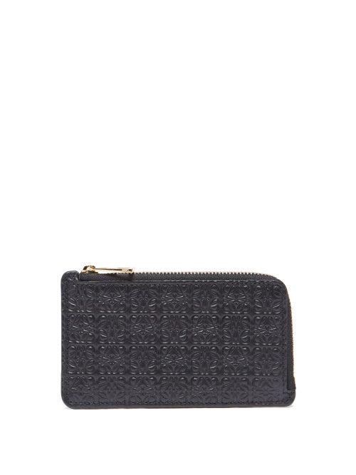 Loewe - Anagram-debossed Zipped Leather Cardholder - Mens - Black