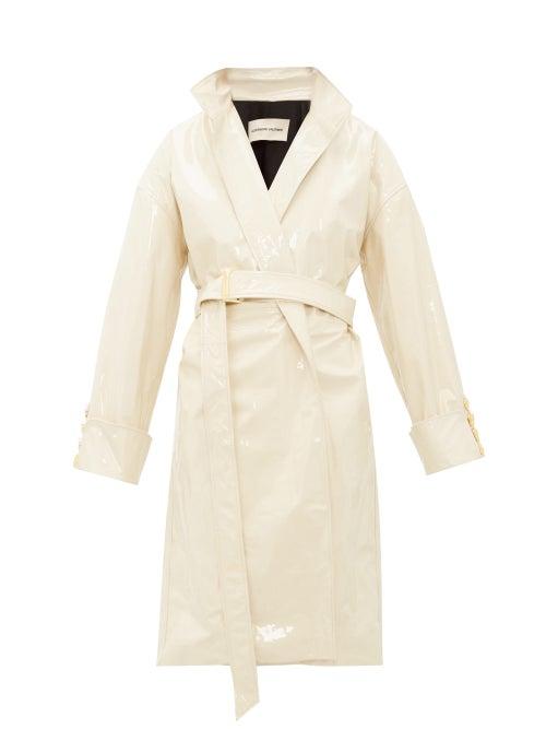 Matchesfashion.com Alexandre Vauthier - Oversized Double Breasted Patent Leather Coat - Womens - Ivory