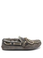 Matchesfashion.com Quoddy - Fireside Suede And Shearling Slippers - Mens - Grey