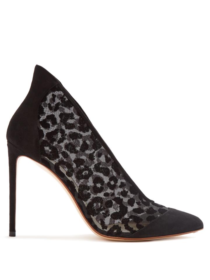 Francesco Russo Leopard-print Point-toe Velvet-devor Pumps