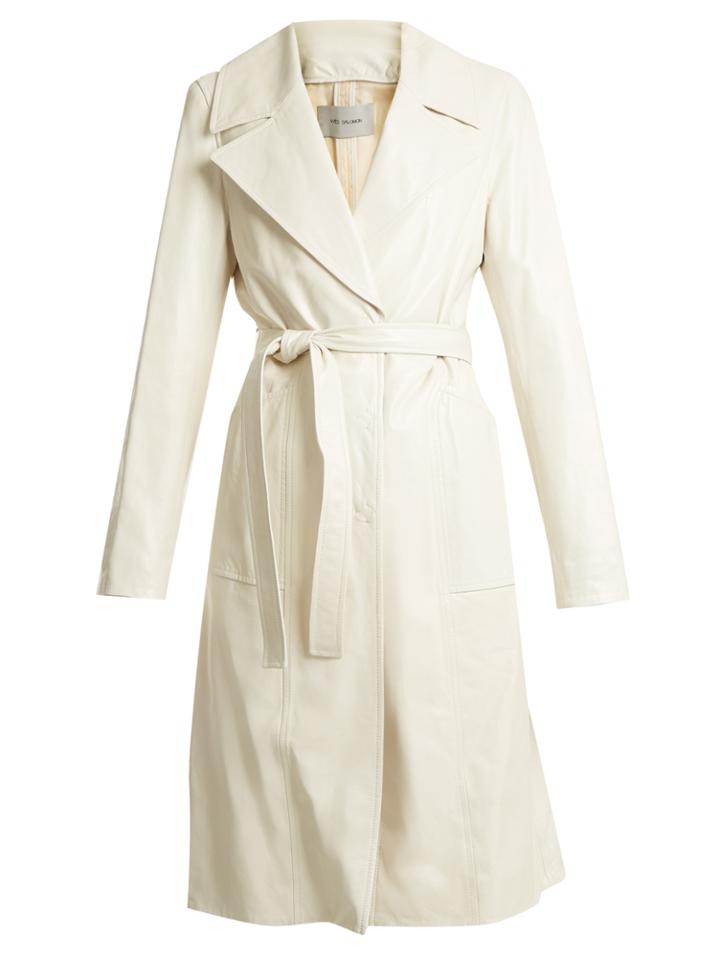 Yves Salomon Leather Tie-waist Trench Coat