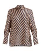 Matchesfashion.com Joseph - Mason Diamond Print Silk Satin Shirt - Womens - Navy Multi