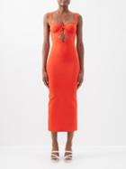 Galvan - Kali Cutout Stretch-jersey Midi Dress - Womens - Coral