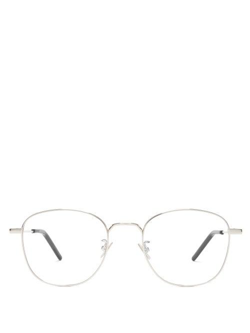 Matchesfashion.com Saint Laurent - Round Metal Glasses - Womens - Silver