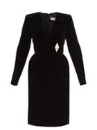 Matchesfashion.com Alexandre Vauthier - Brooch-embellished Velvet Mini Dress - Womens - Black