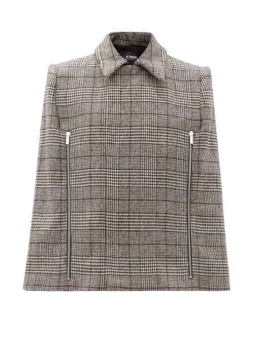 Matchesfashion.com Raf Simons - Zipped Prince Of Wales-checked Cape - Womens - Black Cream