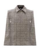 Matchesfashion.com Raf Simons - Zipped Prince Of Wales-checked Cape - Womens - Black Cream