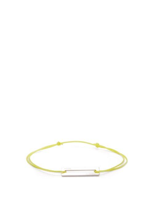 Matchesfashion.com Le Gramme - Le 10 Sterling Silver And Waxed Cord Bracelet - Mens - Yellow