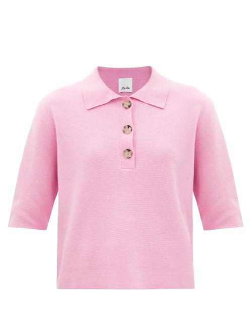 Allude - Cotton-blend Polo Shirt - Womens - Pink