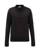 Matchesfashion.com The Row - Dylan Saddle-sleeve Silk-blend Polo Shirt - Mens - Black