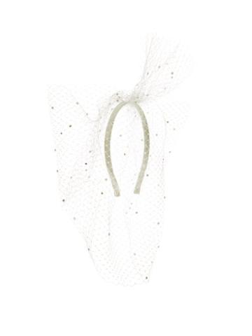 Matchesfashion.com Stephen Jones - Sparkle Crystal And Faux-pearl Veil Headband - Womens - White