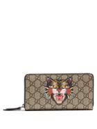 Gucci Gg Supreme Angry Cat-print Zip-around Wallet