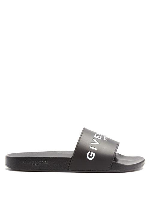 Matchesfashion.com Givenchy - Logo Print Rubber Slides - Mens - Black
