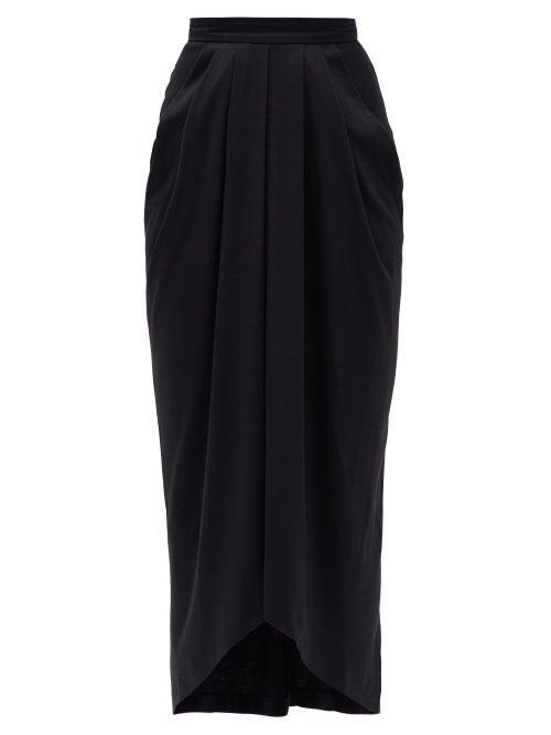 Matchesfashion.com Isabel Marant - Ginkao Draped Wool Midi Skirt - Womens - Black
