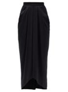 Matchesfashion.com Isabel Marant - Ginkao Draped Wool Midi Skirt - Womens - Black