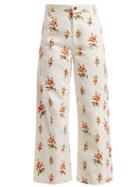 Matchesfashion.com M.i.h Jeans - Lake Floral Print Corduroy Trousers - Womens - White Print