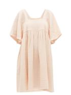 Matchesfashion.com Anaak - Anneka Square-neckline Cotton-gauze Dress - Womens - Light Pink