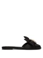 Matchesfashion.com Dolce & Gabbana - Bianca Crystal Brooch Satin Slides - Womens - Black