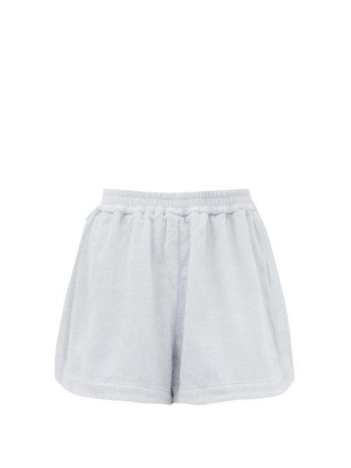 Matchesfashion.com Terry - Cruise High-rise Cotton-terry Shorts - Womens - Light Blue