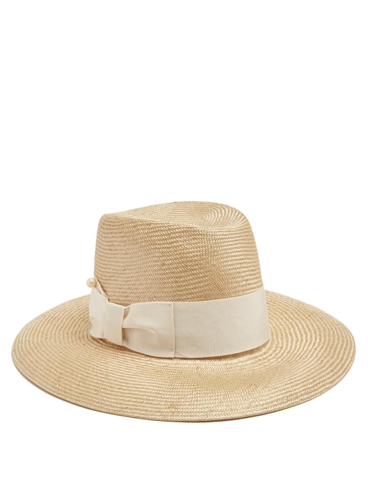 Federica Moretti Jes Faux-pearl-embellished Straw Hat