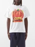 Story Mfg. - Grateful Pumpkin-print Organic-cotton T-shirt - Mens - Orange White