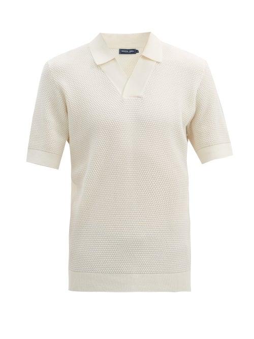 Matchesfashion.com Frescobol Carioca - Open-collar Textured Cotton-blend Polo Shirt - Mens - White