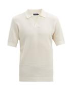 Matchesfashion.com Frescobol Carioca - Open-collar Textured Cotton-blend Polo Shirt - Mens - White