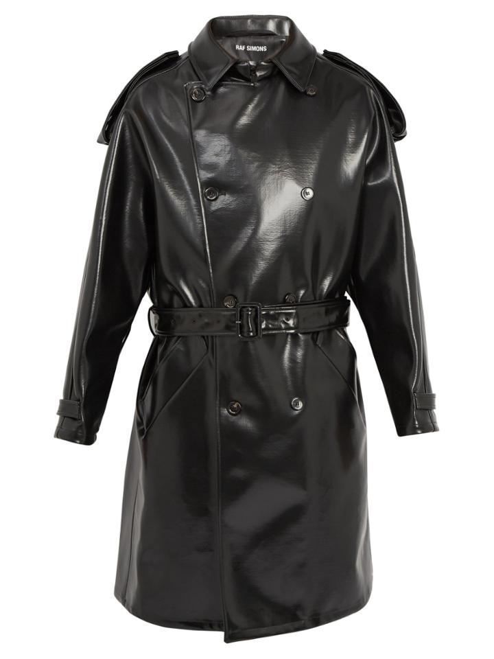 Raf Simons Double-breasted Belted Faux-leather Trench Coat