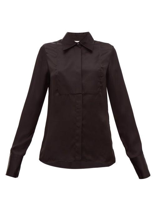 Matchesfashion.com Jil Sander - Bib-front Satin Shirt - Womens - Black