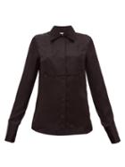 Matchesfashion.com Jil Sander - Bib-front Satin Shirt - Womens - Black