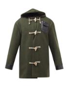 Maison Margiela - Leather-trim Wool Duffle Coat - Mens - Green