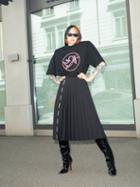 Vetements - Logo-jacquard Pliss Poplin Skirt - Womens - Black